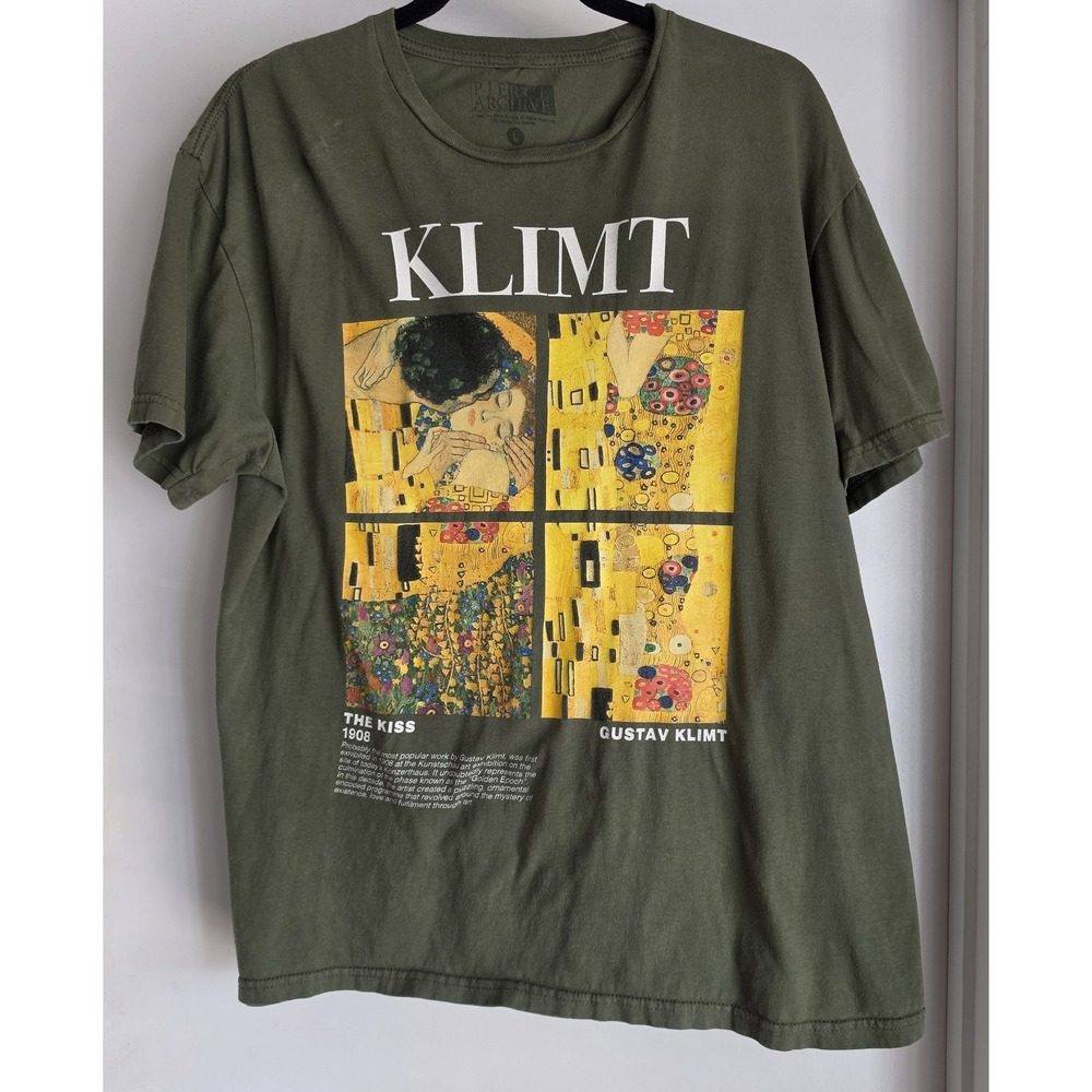 Klint Pierce Archive Green Cotton Graphic T-Shirt L Crew Neck Casual Tee Top